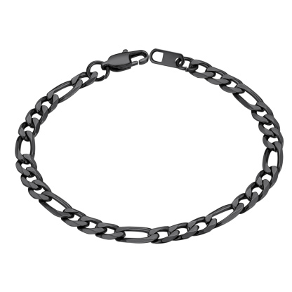 6mm Figaro Chain Bracelet 316L Steel Gold Plated