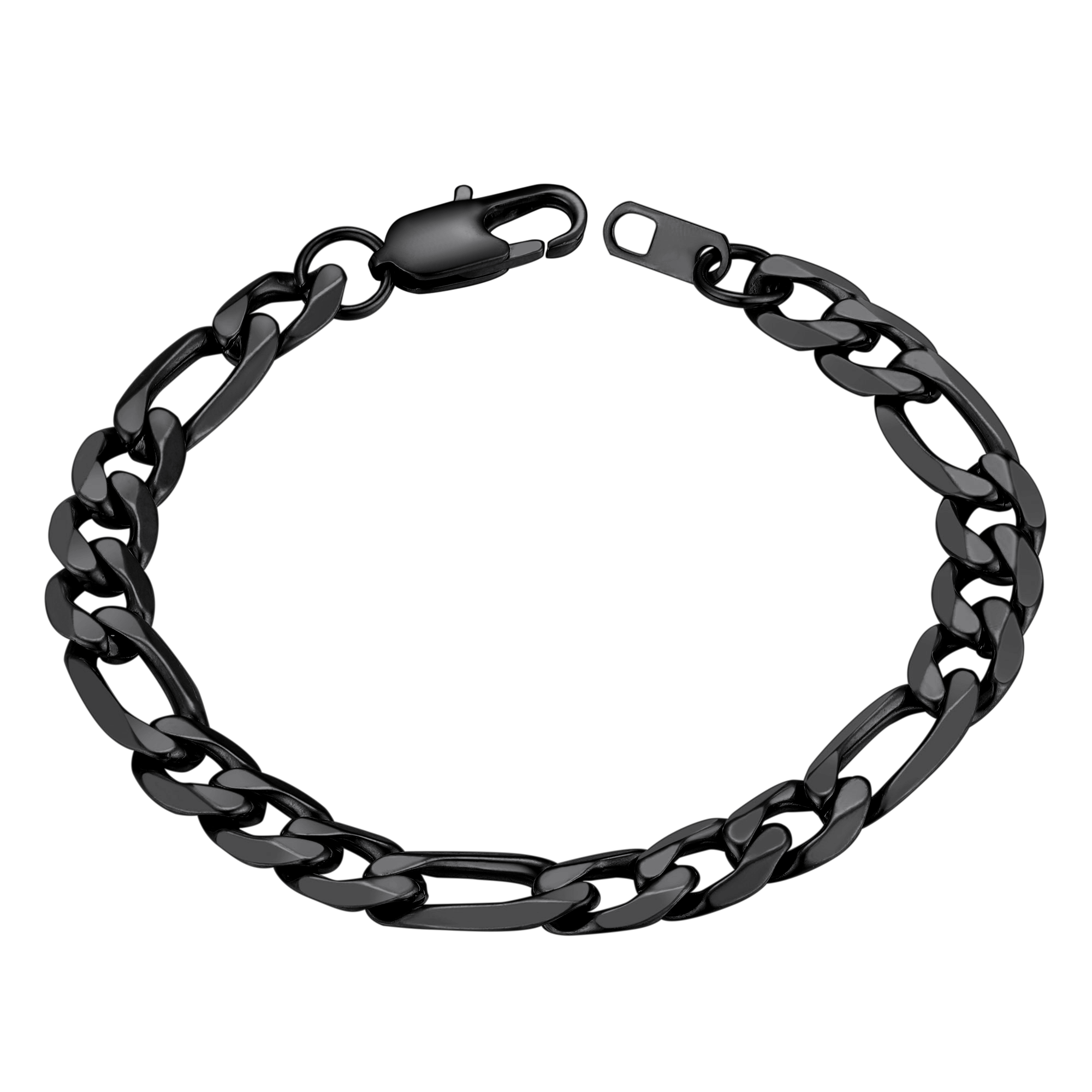 6mm Figaro Chain Bracelet 316L Steel Gold Plated