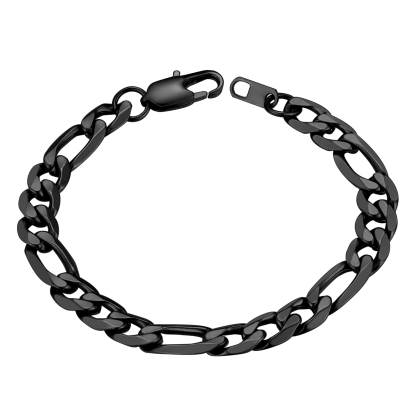 6mm Figaro Chain Bracelet 316L Steel Gold Plated
