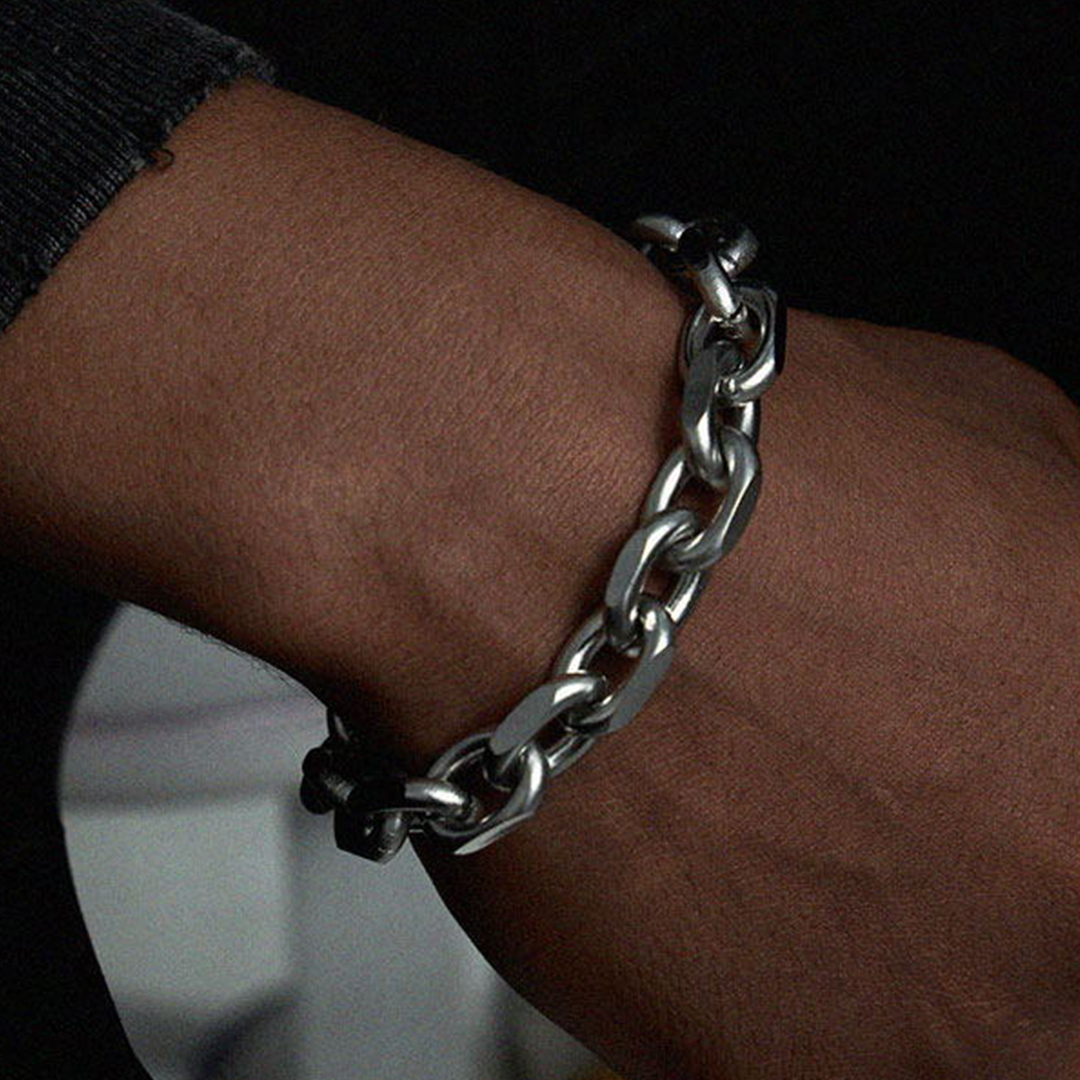 Rolo Cable Chain 316L Steel Gold/Black