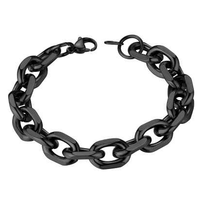 Rolo Cable Chain 316L Steel Gold/Black