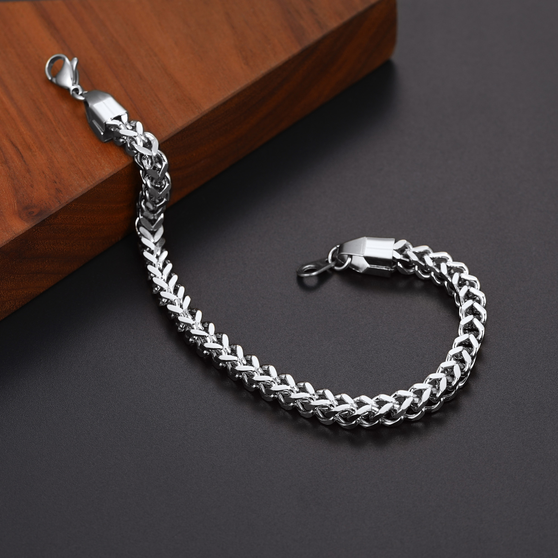 Stainless Steel Flat Franco Curb Bracele