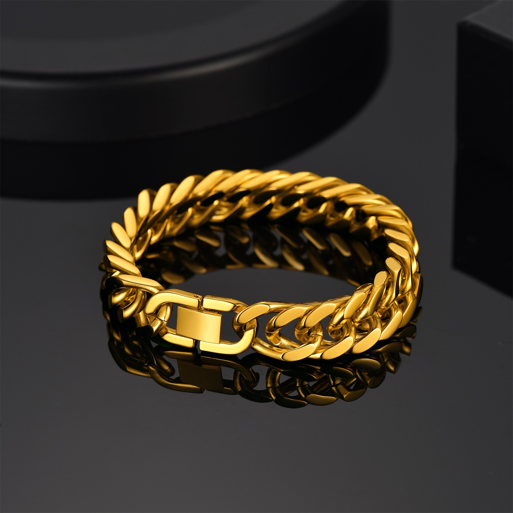 Gold Heavy Cuban Link Bracelet 12mm for Men
