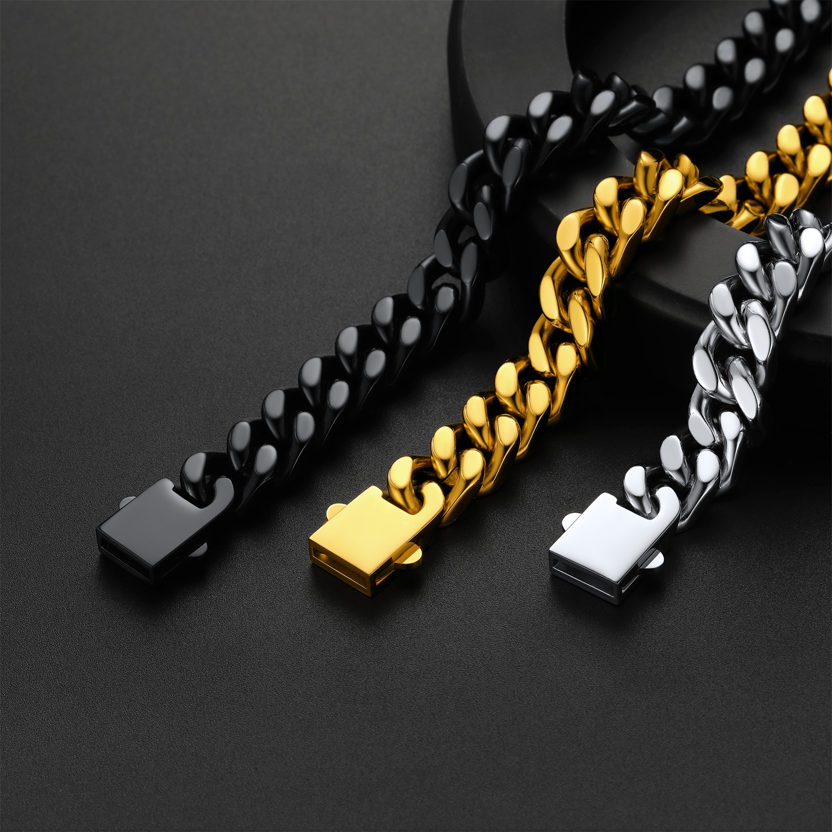 7mm Cuban Chain Bracelet 316L Steel Natural