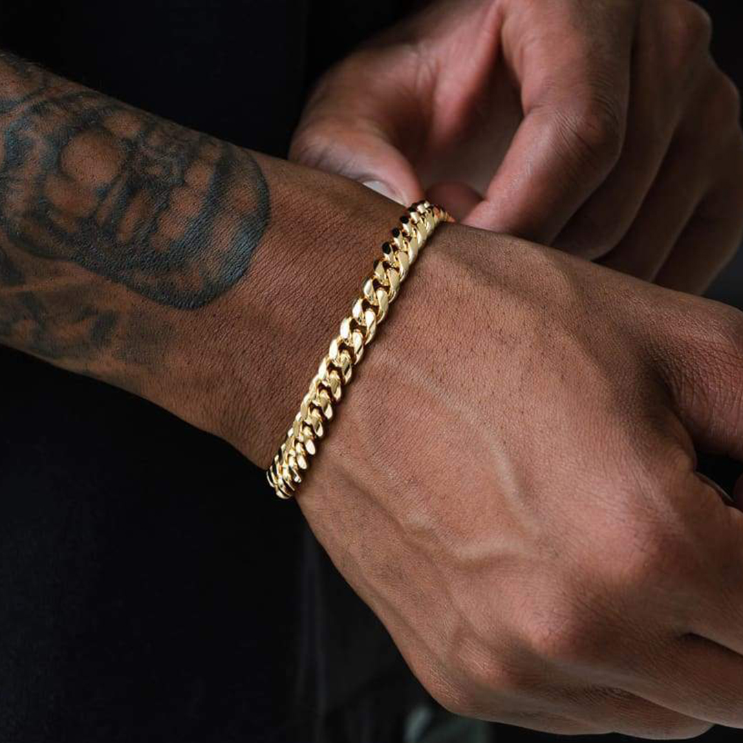 7mm Cuban Chain Bracelet 316L Steel Natural