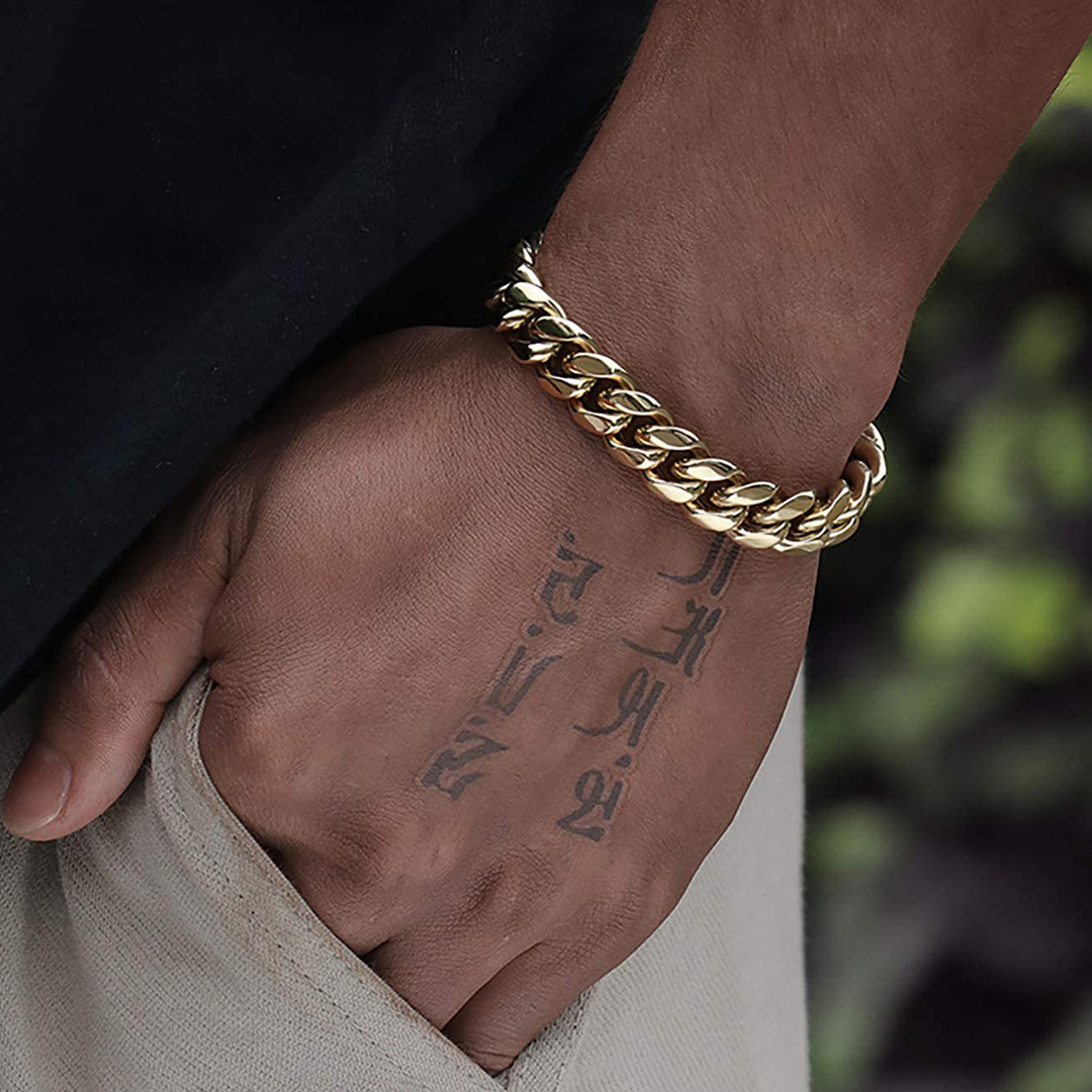 7mm Cuban Chain Bracelet 316L Steel Natural