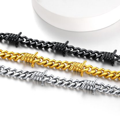 Barbed Wire Bracelet - Stainless Steel Gothic Punk Chain