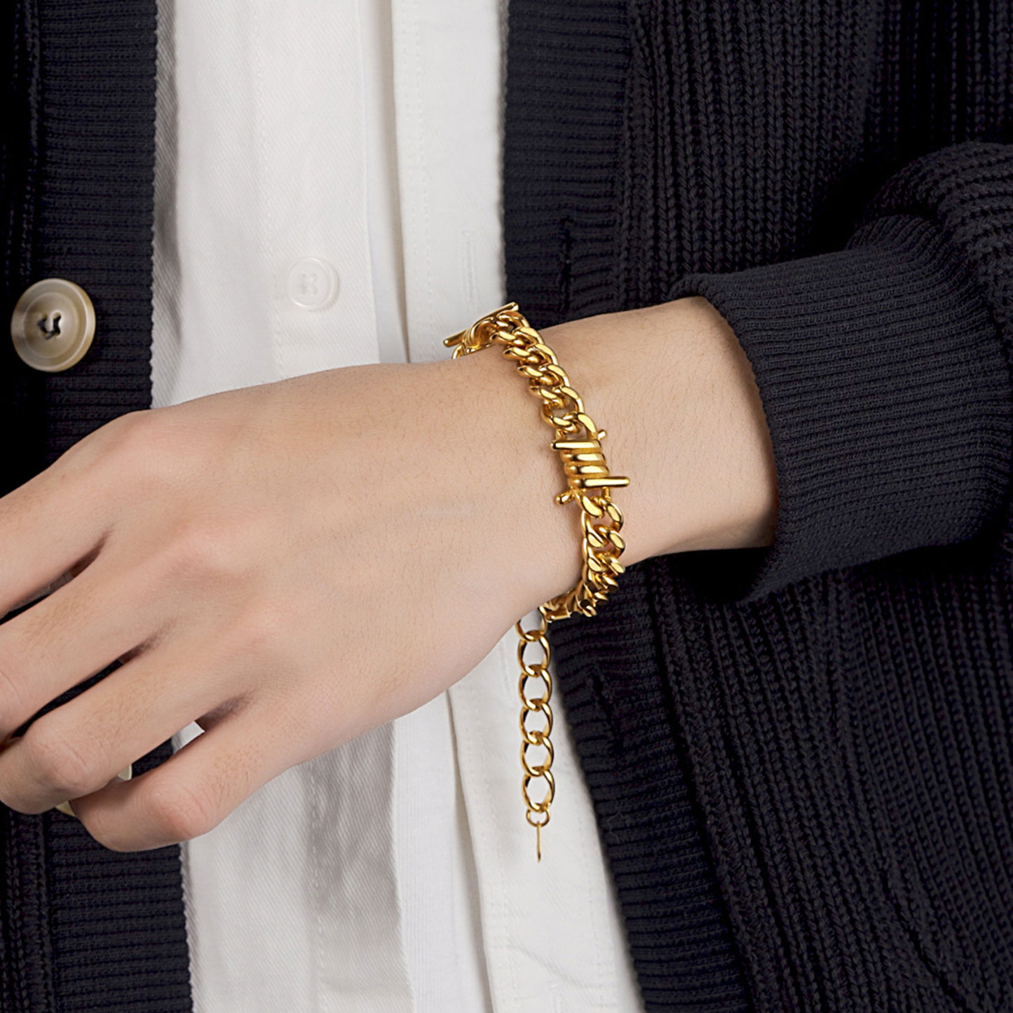 Barbed Wire Bracelet - Stainless Steel Gothic Punk Chain