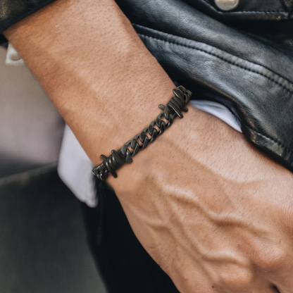Barbed Wire Bracelet - Stainless Steel Gothic Punk Chain