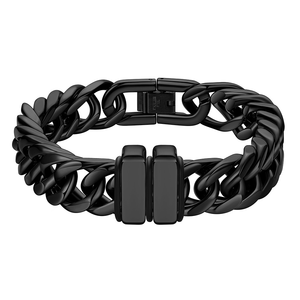 Engravable Stainless Steel Beaded Bracelet For Men