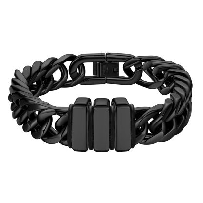Engravable Stainless Steel Beaded Bracelet For Men
