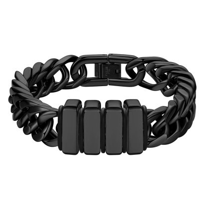 Engravable Stainless Steel Beaded Bracelet For Men