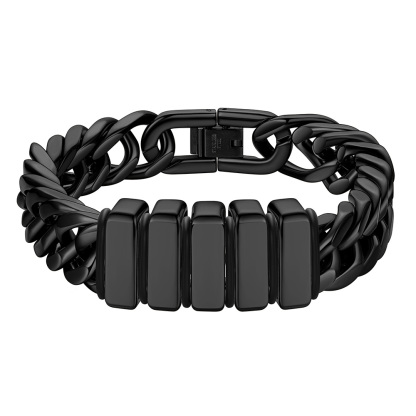 Engravable Stainless Steel Beaded Bracelet For Men