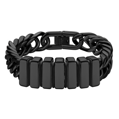 Engravable Stainless Steel Beaded Bracelet For Men