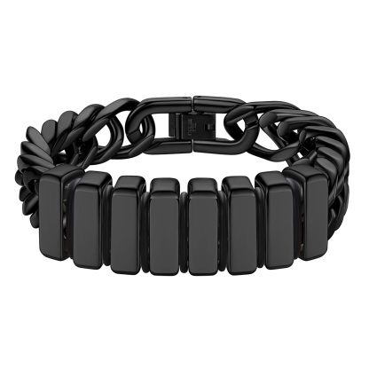Engravable Stainless Steel Beaded Bracelet For Men