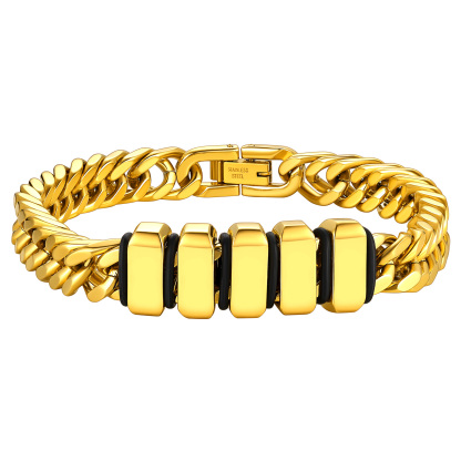 Engravable Stainless Steel Beaded Bracelet For Men