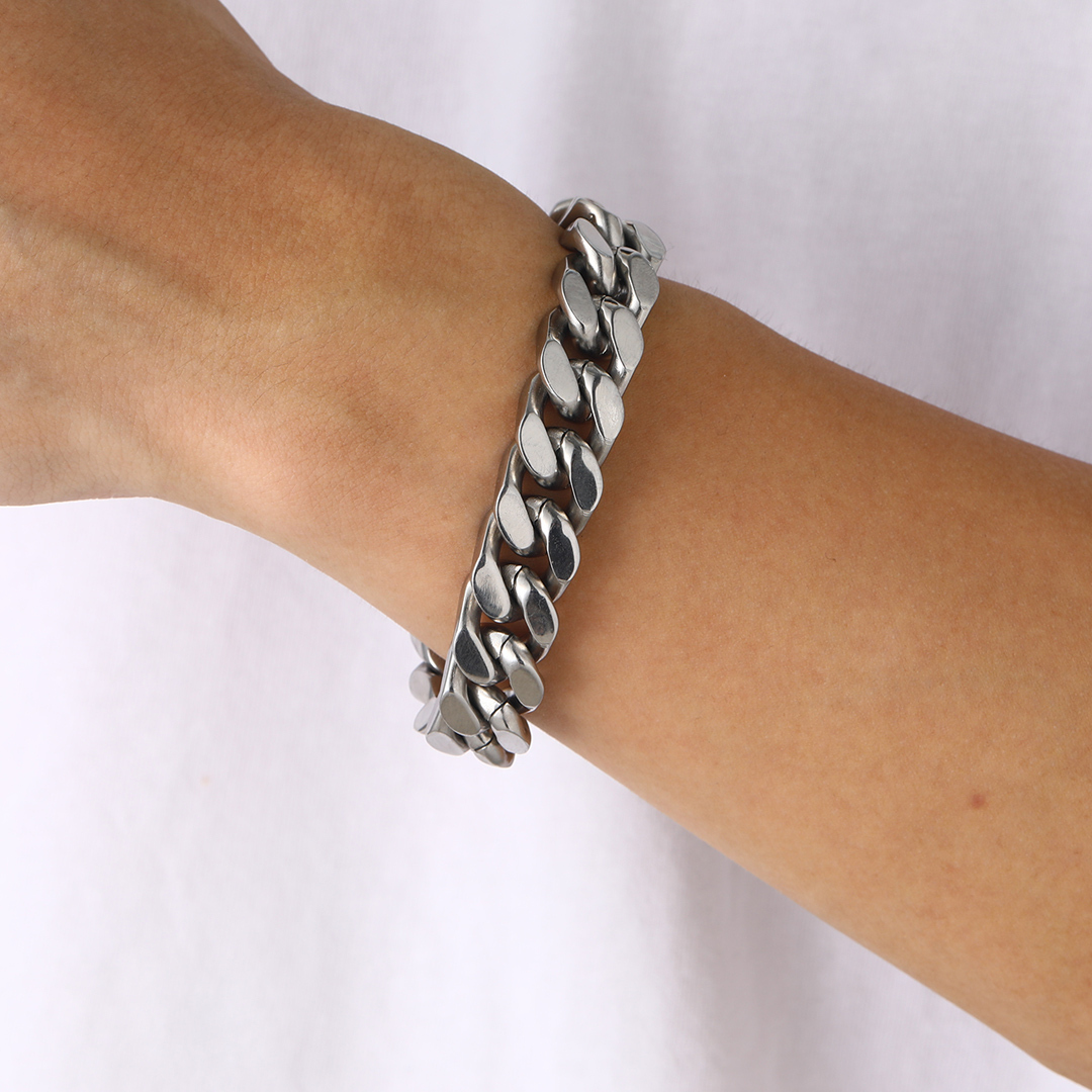 7mm Cuban Chain Bracelet 316L Steel Natural