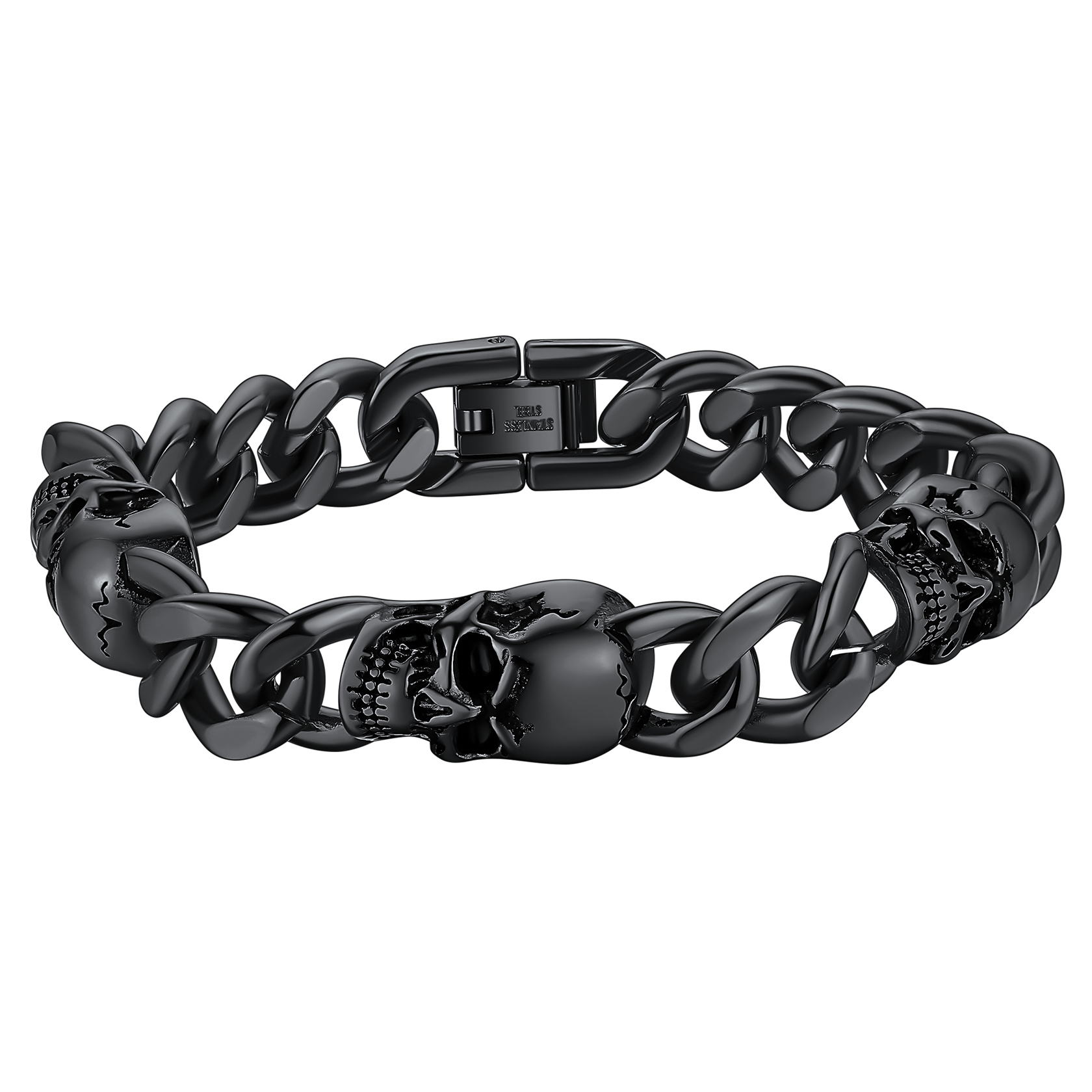 Men's Curb Chain Bracelet with Skull