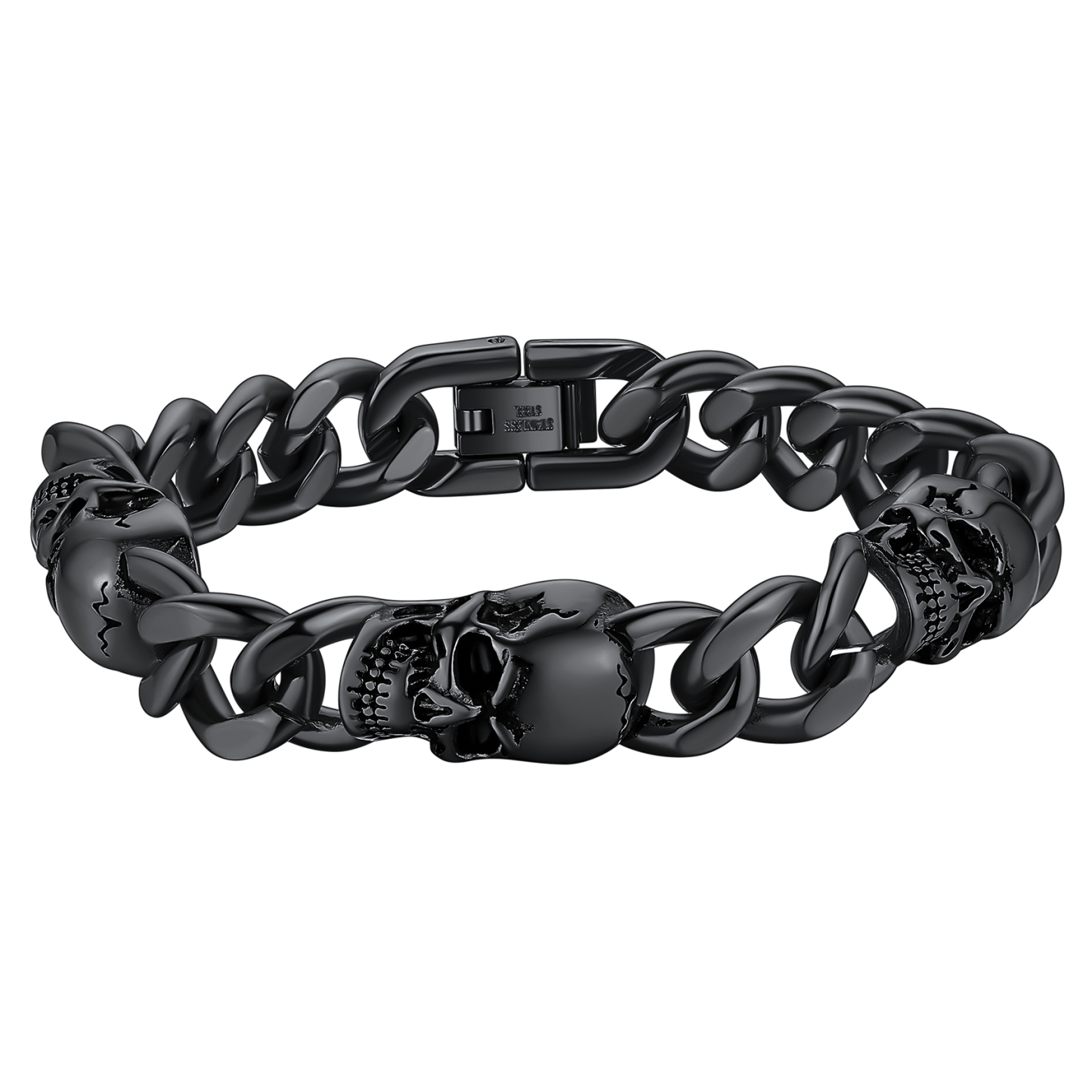 Men's Curb Chain Bracelet with Skull