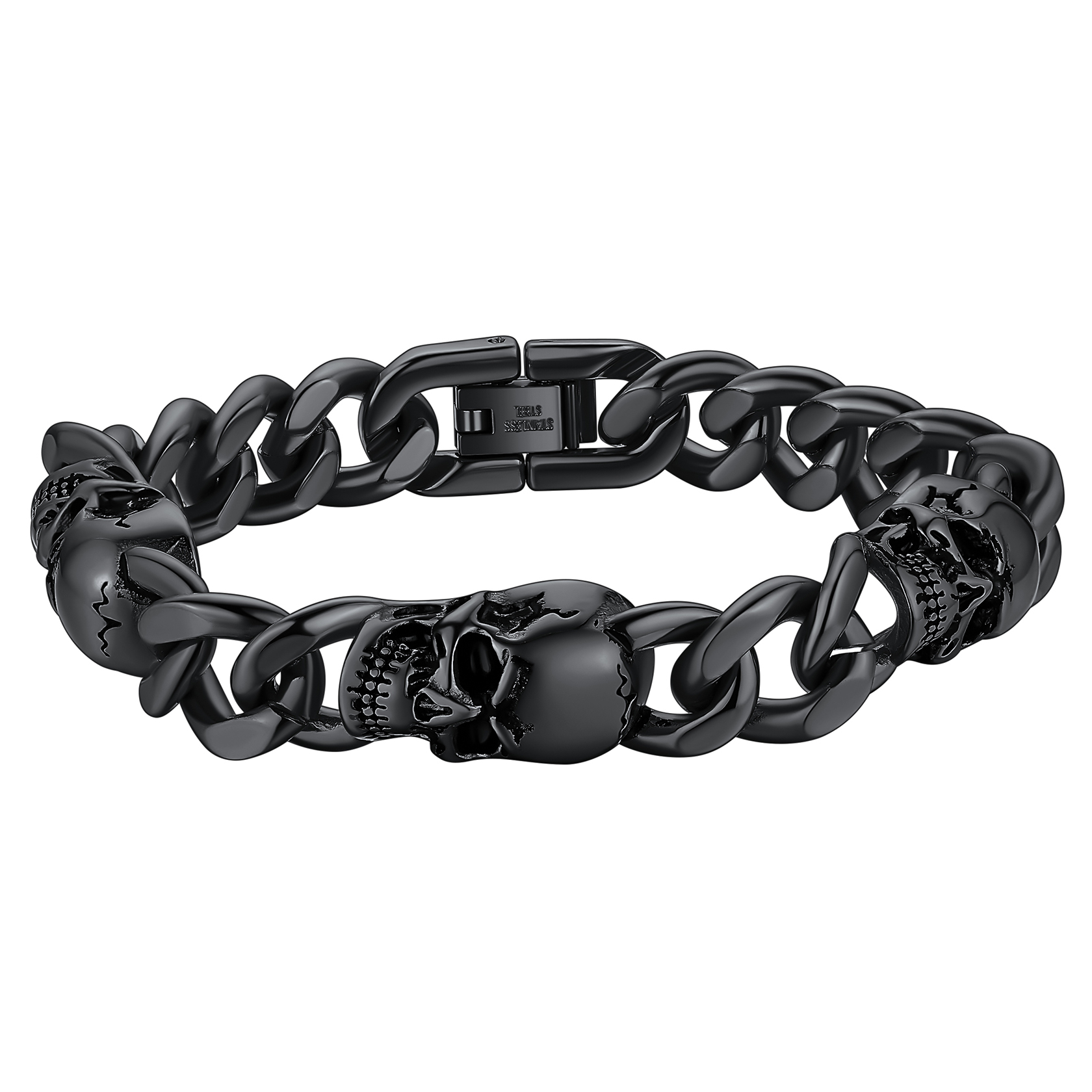 Men's Curb Chain Bracelet with Skull