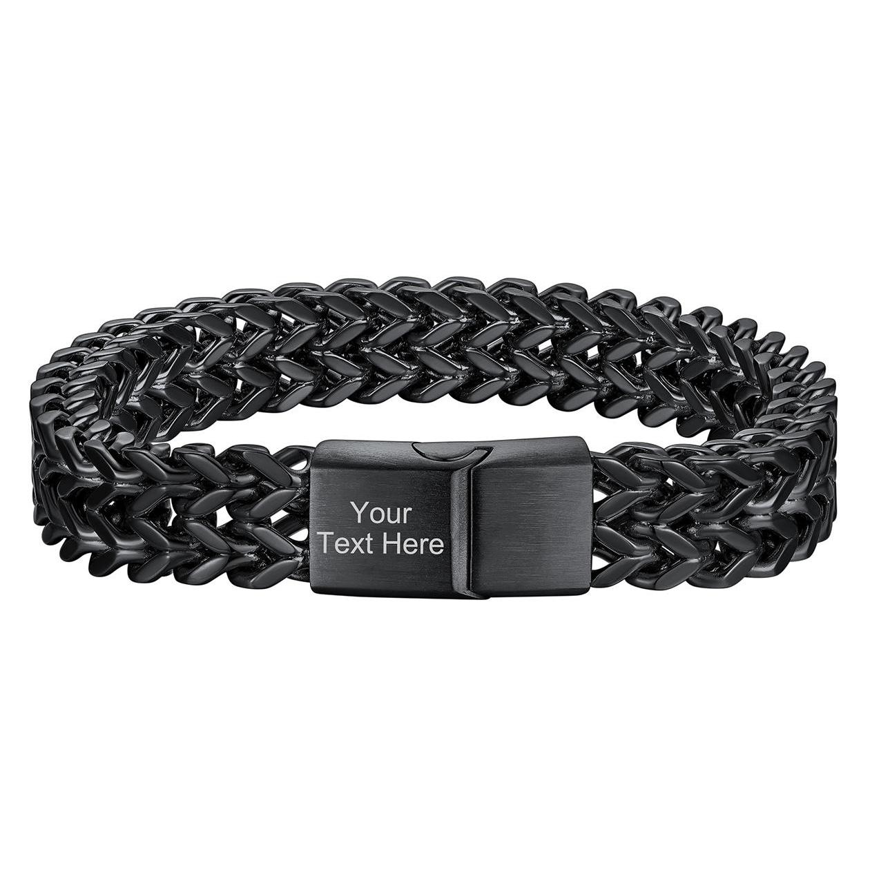 Free Custom Engraving Stainless Steel Franco Chain Bracelet For Men, 6mm/10mm/12mm