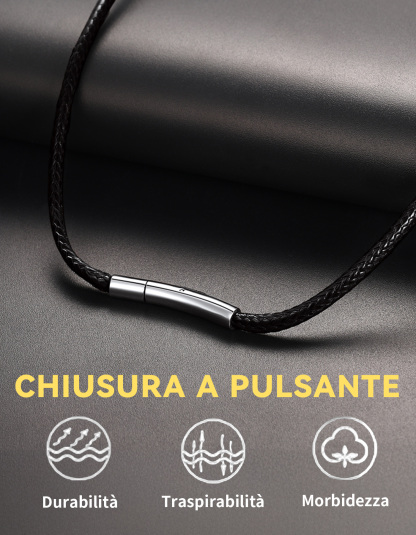  3MM Stainless Steel & Leather Cord Necklace For Men Women