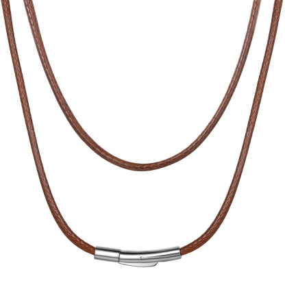 2mm Braided Leather Necklace Cord Brown 20"