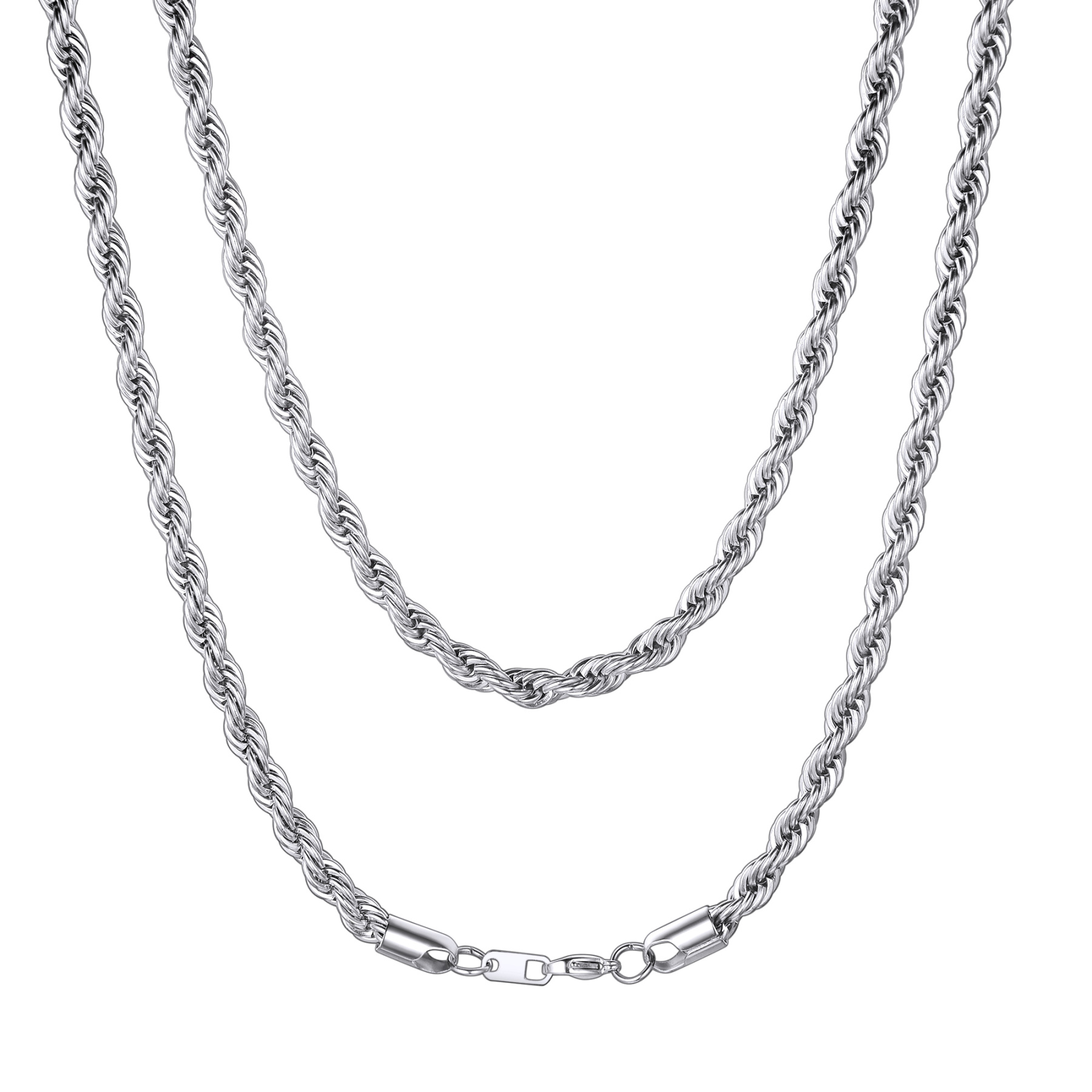 3/6mm Stainless Steel Twisted Rope Chain Necklace for Men Women