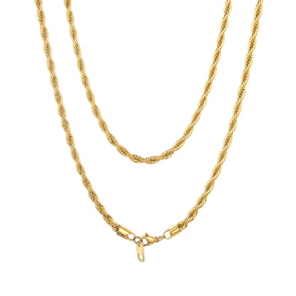 Twisted Rope Chain Necklace-18K Gold Plated