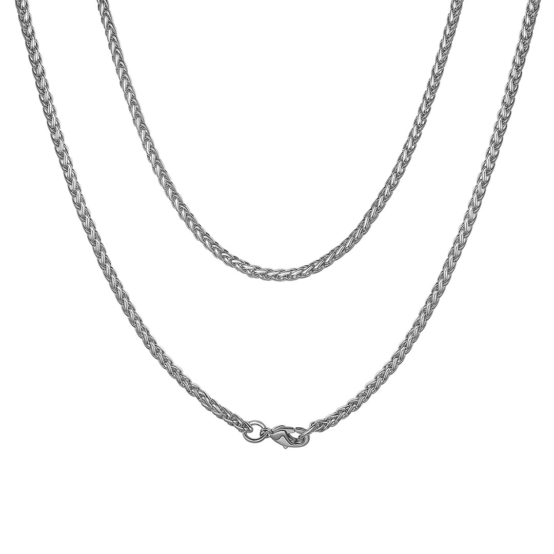 3/6mm Classic Spiga Wheat Chain Stainless Steel Necklace for Men