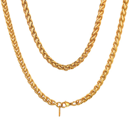 3/6mm Classic Spiga Wheat Chain Stainless Steel Necklace for Men
