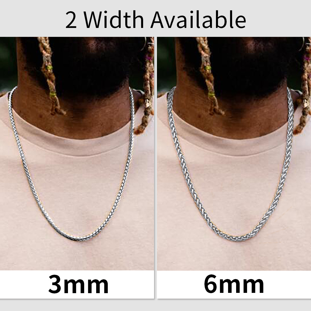 Spiga Wheat Chain Stainless Steel Necklace for Men 3/6mm