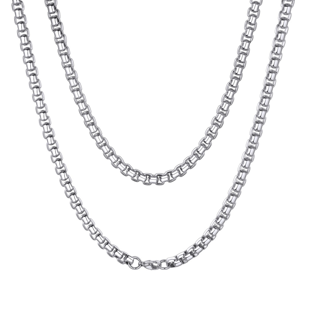 6mm Rolo Box Link Chain for Men - Silver