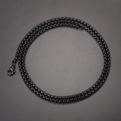 3/6mm Rolo Box Link Chain for Men - Hollow Stainless Steel Link Necklace