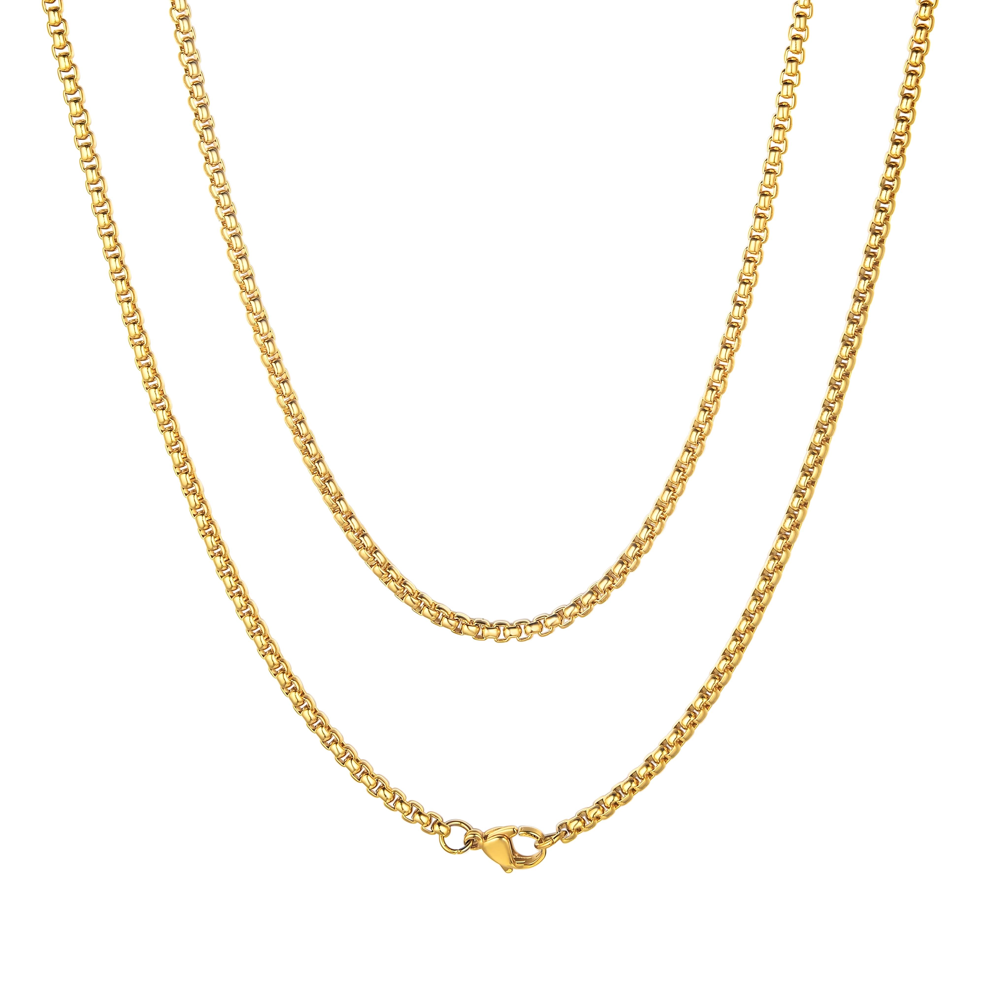 3mm Square Rolo Box Chain 18K Gold Plated