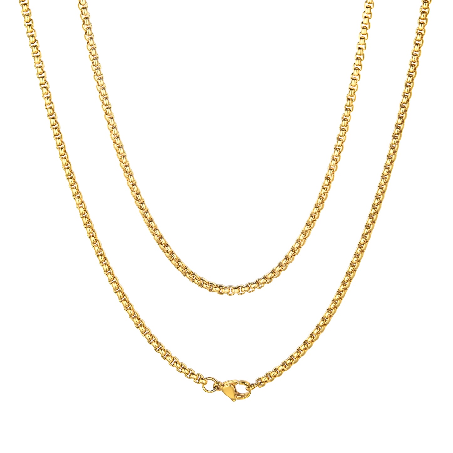 3mm Square Rolo Box Chain 18K Gold Plated