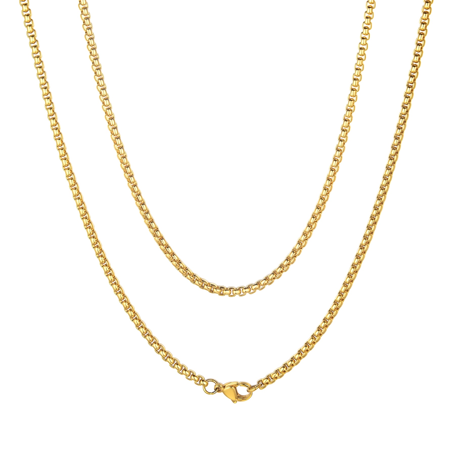 3mm Square Rolo Box Chain 18K Gold Plated