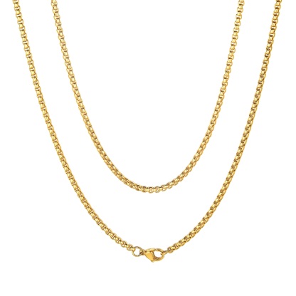 3mm Square Rolo Box Chain 18K Gold Plated