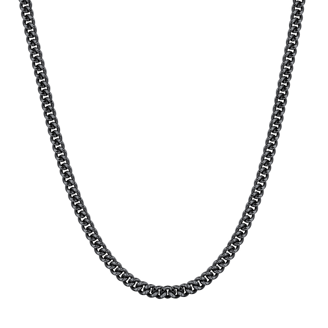 4mm Wide Black Metal Plated Link Chain