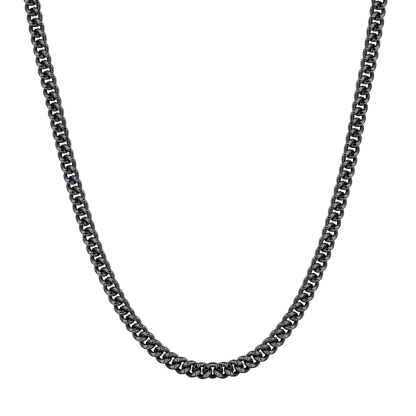 4mm Wide Black Metal Plated Link Chain