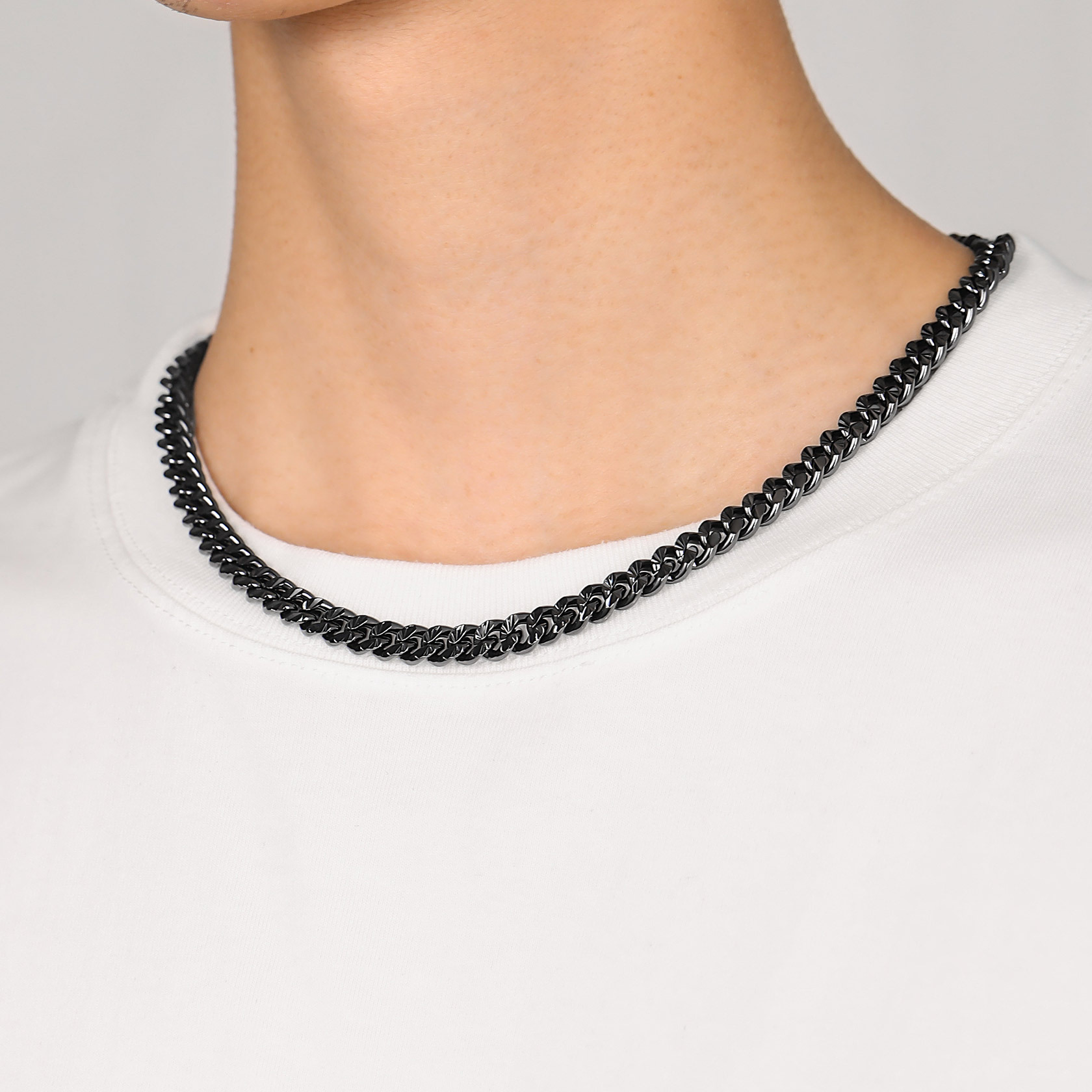 4mm Wide Black Metal Plated Link Chain