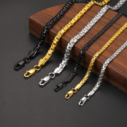 4mm 6mm Box Chain 316L Gold Black Steel