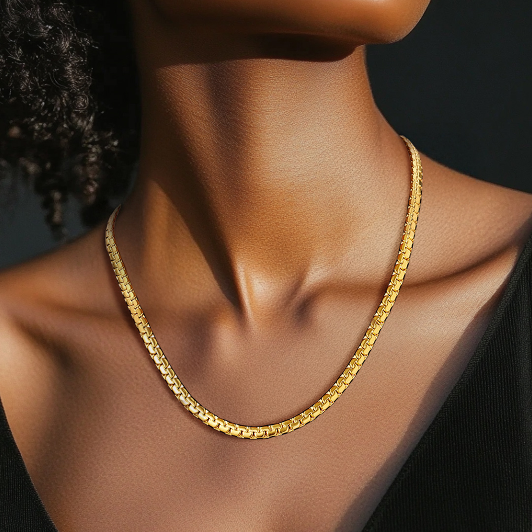 4mm Gold Box Chain 316L Hypoallergenic Necklace