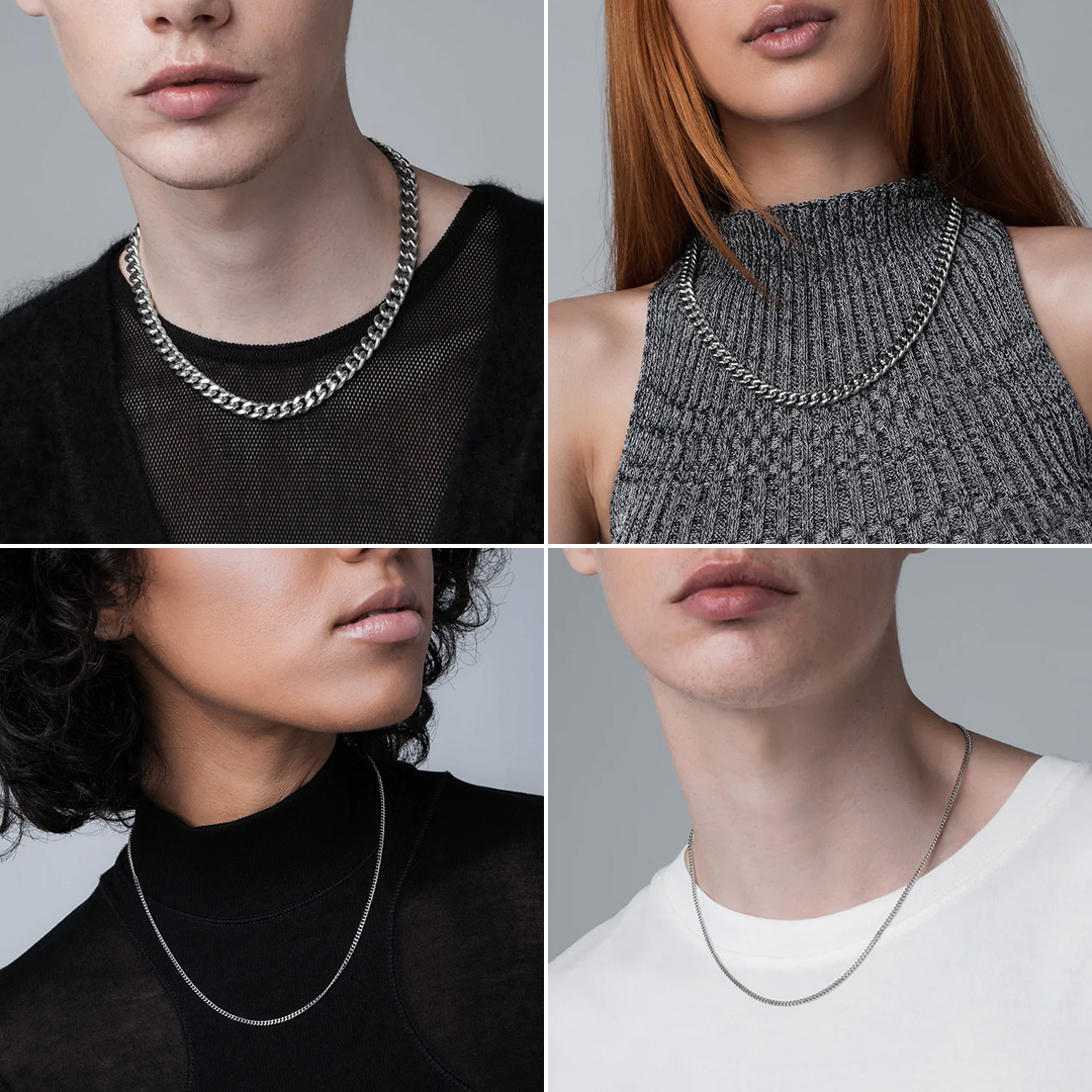 3mm Cuban Curb Chain Necklace Stainless Steel