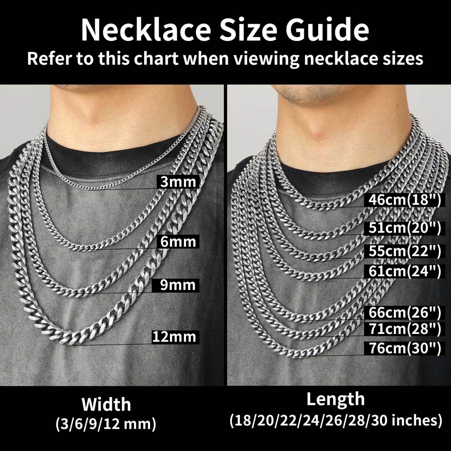 Miami Cuban Curb Link Chain Stainless Steel Necklace for Men