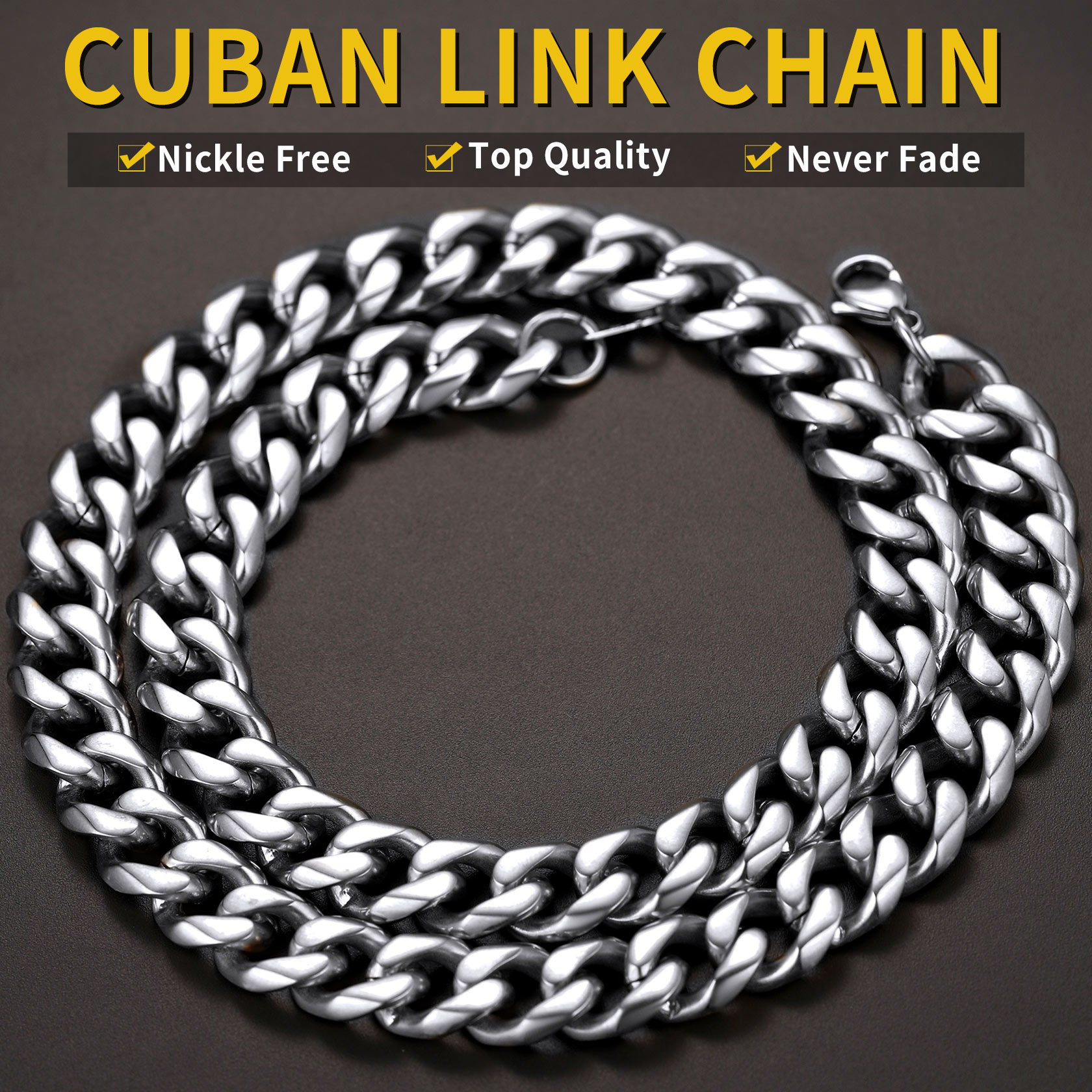 3mm Cuban Curb Chain Necklace Stainless Steel