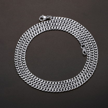 3mm Cuban Curb Chain Necklace Stainless Steel