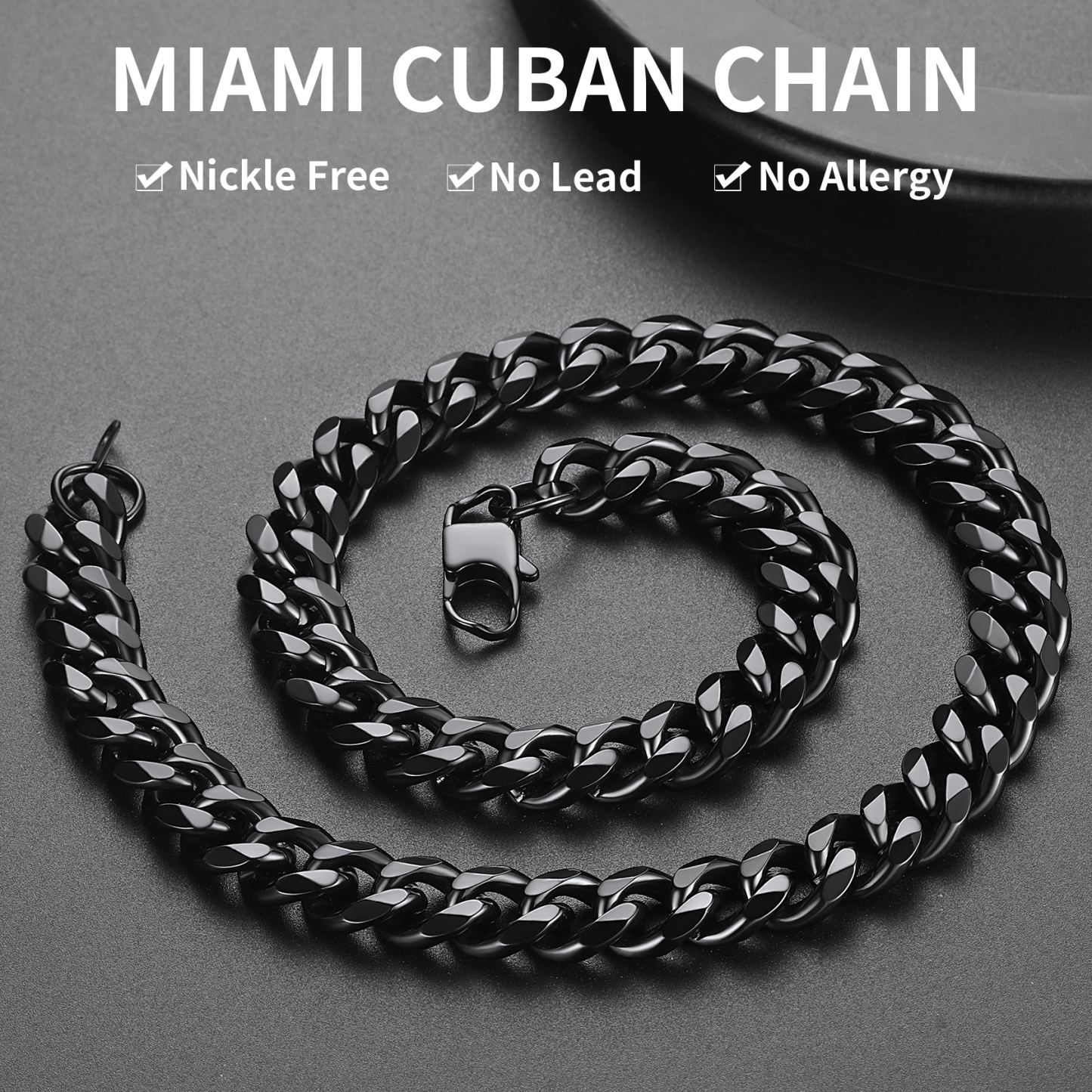 Miami Cuban Curb Link Chain Stainless Steel Necklace for Men