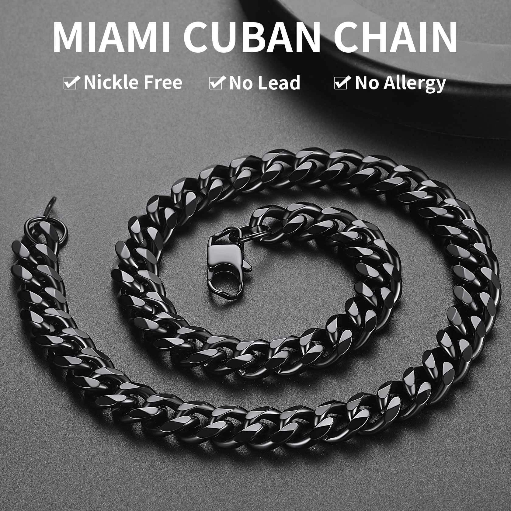 Miami Cuban Curb Link Chain Stainless Steel Necklace for Men