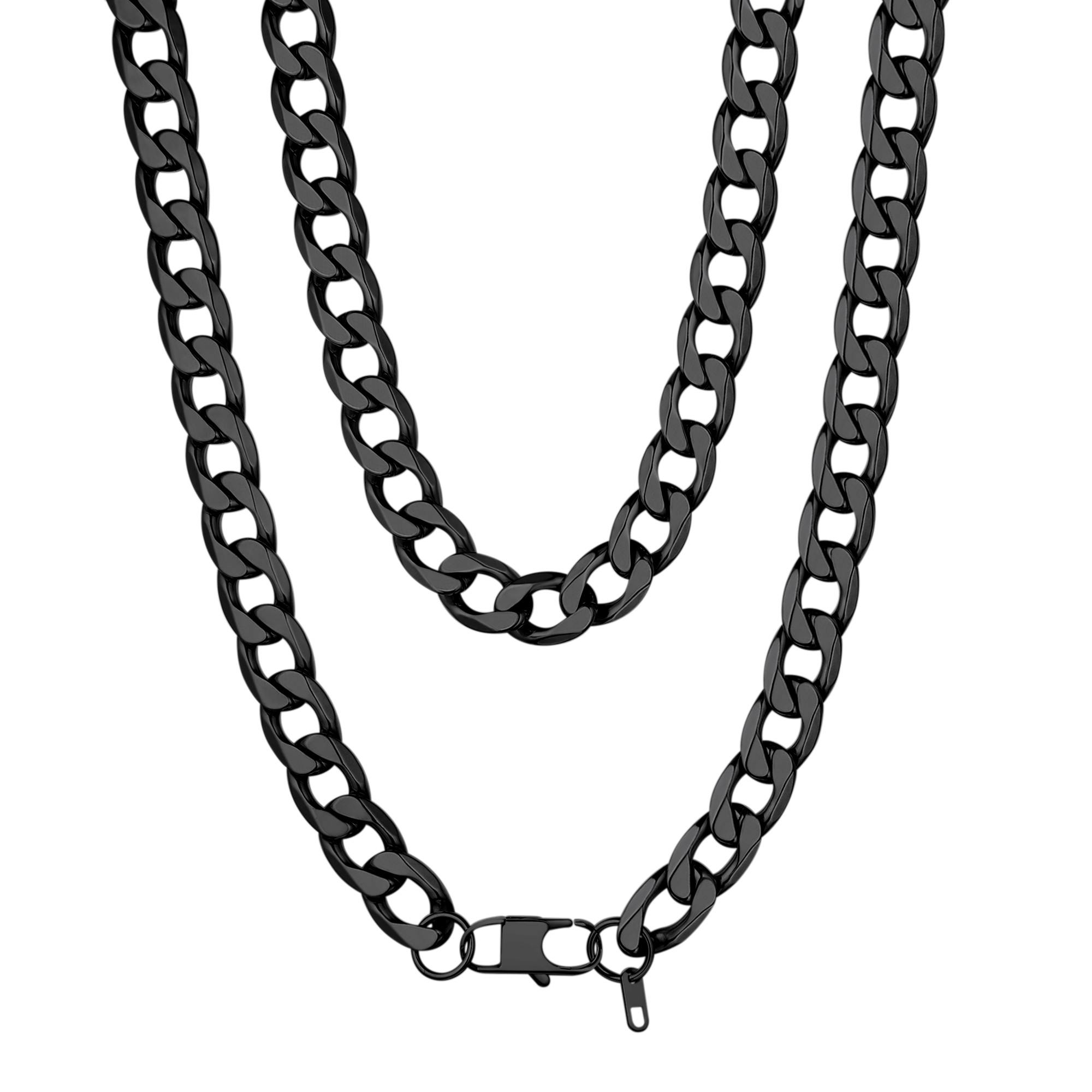 13mm Men's Black Curb Chain Necklace Stainless Steel